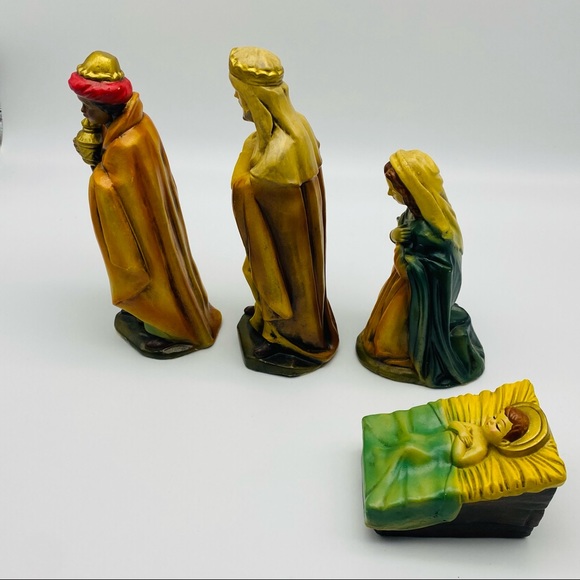 Vintage 9 Piece Nativity Set Made in Japan Handprinted Chalkware - Picture 11 of 16